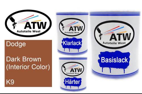 Dodge, Dark Brown (Interior Color), K9: 1L Lackdose + 1L Klarlack + 500ml Härter - Set, von ATW Autoteile West.